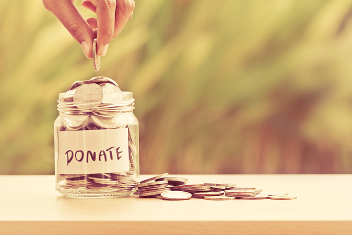 Donate jar of coins