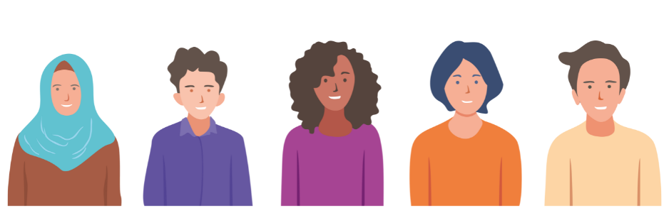 Row of people as an illustration