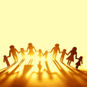 Paperchain family in a row in sunlight